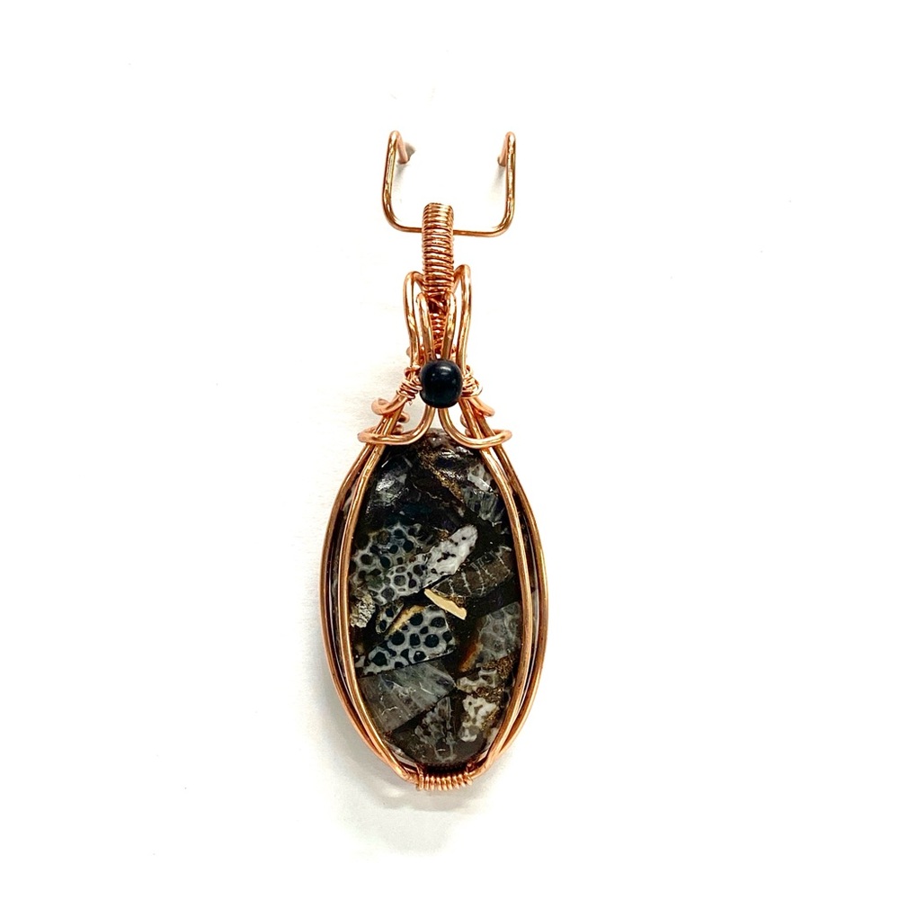 HANDMADE Black Fossil Copper and Pure Copper Statement Pendant, Artisan Jewelry
